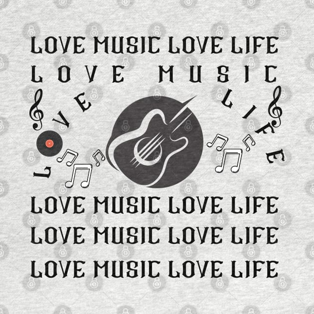 LOVE MUSIC LOVE LIFE - Musical note - Guitar by O.M design